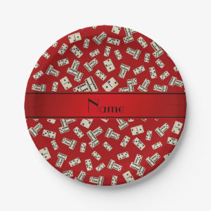 Prato De Papel Dominós vermelhos conhecidos personalizados