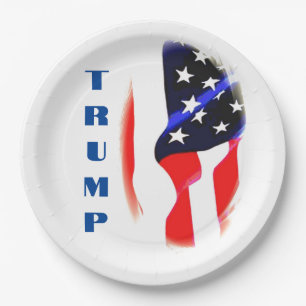 Prato De Papel Donald Trump American Flag Pop Art