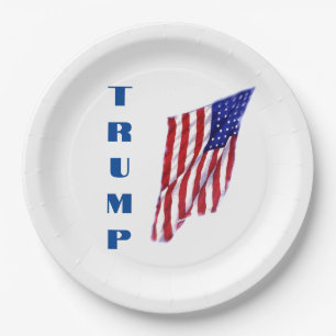 Prato De Papel Donald Trump American Flag Pop Art