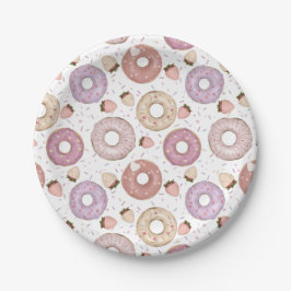 Prato De Papel Donut com Cores de Aniversário Colorido 