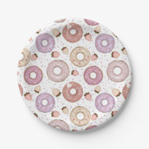 Prato De Papel Donut com Cores de Aniversário Colorido