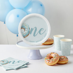 Prato De Papel Donut Personalizado de Aniversário Querido(a)