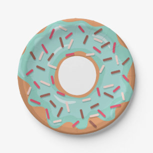 Prato De Papel Donuts Azuis Congelados Com Confeitos Festa de Ani