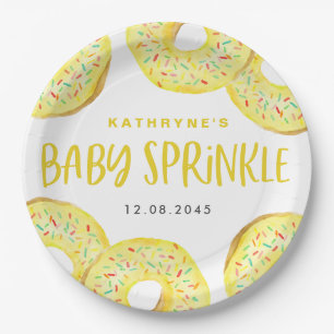 Prato De Papel Donuts Baby Sprinkle com Pintura a Água Amarela