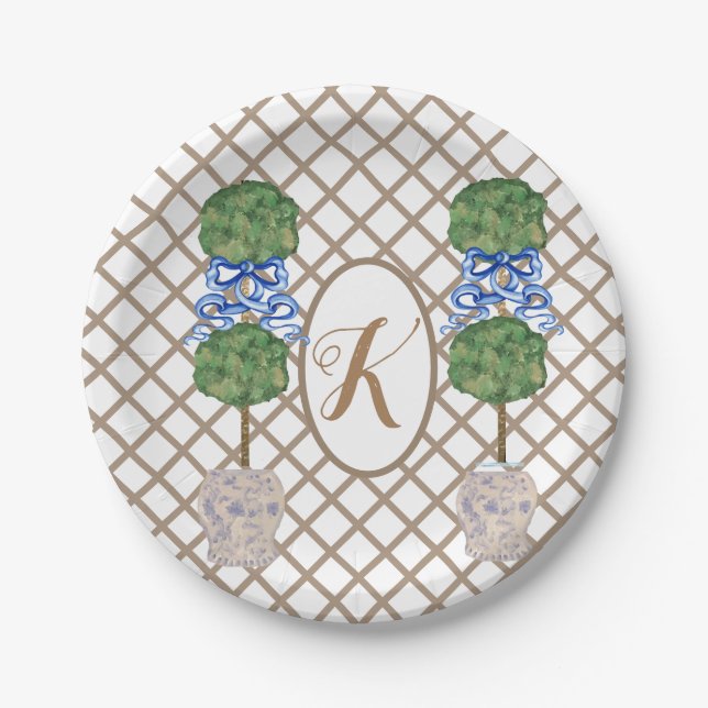 Prato De Papel Dourada Chinoiserie Ginger Jar Jars Topiary Basket (Frente)