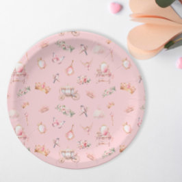Prato De Papel Dourada Festa de aniversário princesa rosa