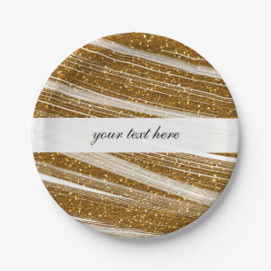 Prato De Papel Douradas placas de festas de Glitter e Chic