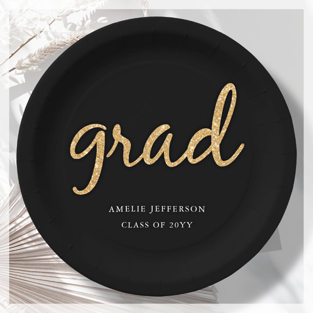 Prato De Papel Dourado brilho | Graduação em preto (Criador carregado)