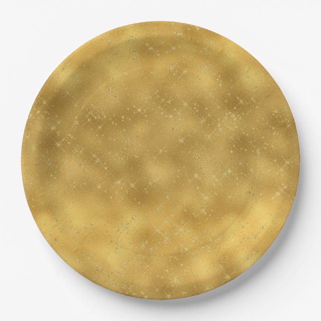 Prato De Papel Dourado brilho Sparkles (Frente)