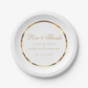 Prato De Papel Dourado e Branco