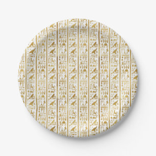 Prato De Papel Dourado e Branco Egito Egípcio Glam Moderno Chique
