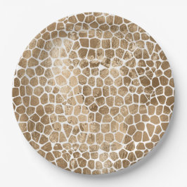 Prato De Papel Dourado Glam Giraffe Impressão