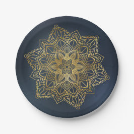 Prato De Papel Dourado Mandala