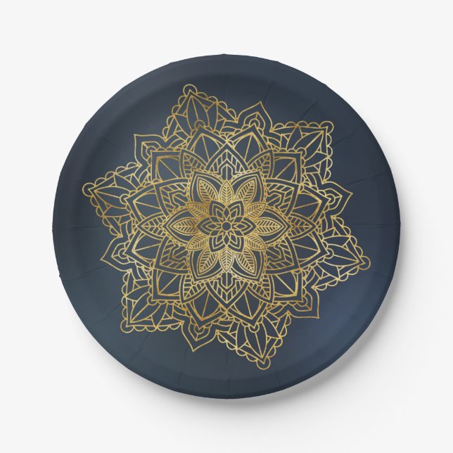 Prato De Papel Dourado Mandala (Frente)