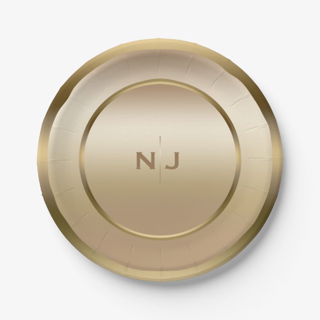 Prato De Papel Dourado Shine Ouro Brilhante Moderno Partido do Gl (Frente)