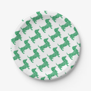 Prato De Papel Doxie-in-Shamrocks