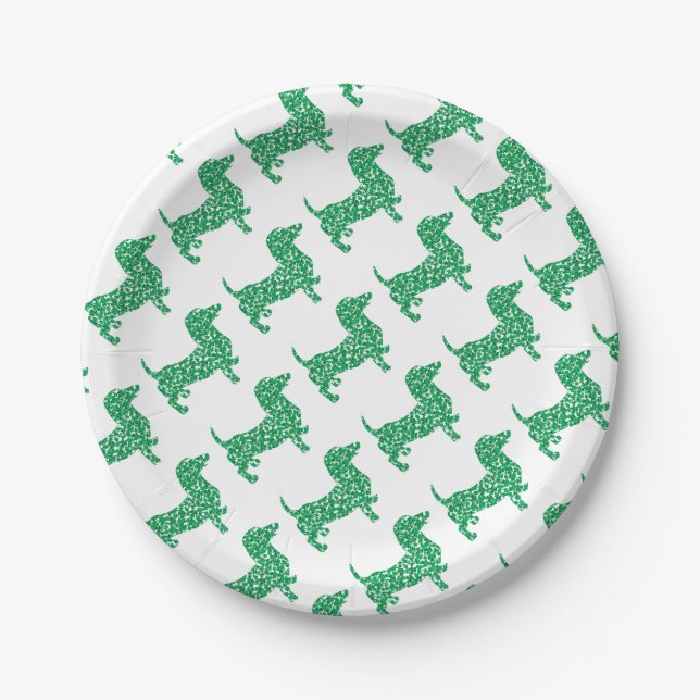 Prato De Papel Doxie-in-Shamrocks (Frente)