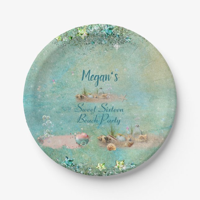 Prato De Papel Doze Anos Praia Conchas Tropicais & Pérolas (Frente)