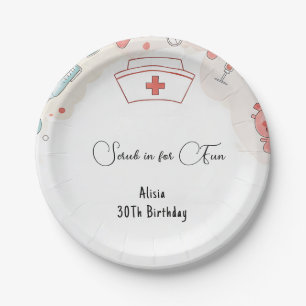 Prato De Papel Dr. Heart Registered Nurse Rn aniversário de 30 an