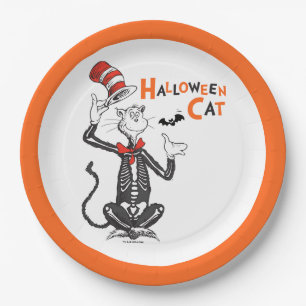 Prato De Papel Dr. Seuss Gato do Chapéu de Halloween