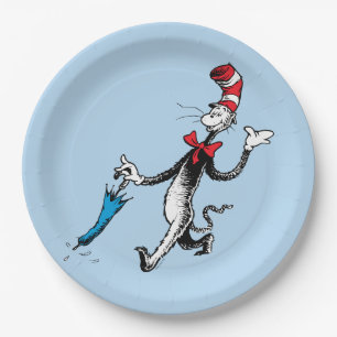 Prato De Papel Dr. Seuss   Gato no Chapéu Passeio de Guarda-chuva