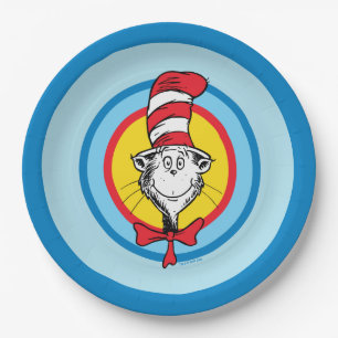 Prato De Papel Dr. Seuss   Gráfico da Cabeça do Gato no Chapéu