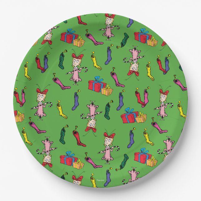 Prato De Papel Dr. Seuss | Grinch | Padrão Cindy-Lou Who (Frente)