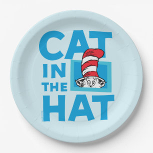 Prato De Papel Dr. Seuss   Logotipo do Gato no Chapéu