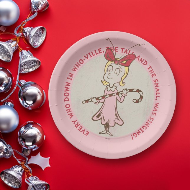 Prato De Papel Dr. Seuss | O Grinch | Cindy-Lou Quem - Citações F (Plate on table)