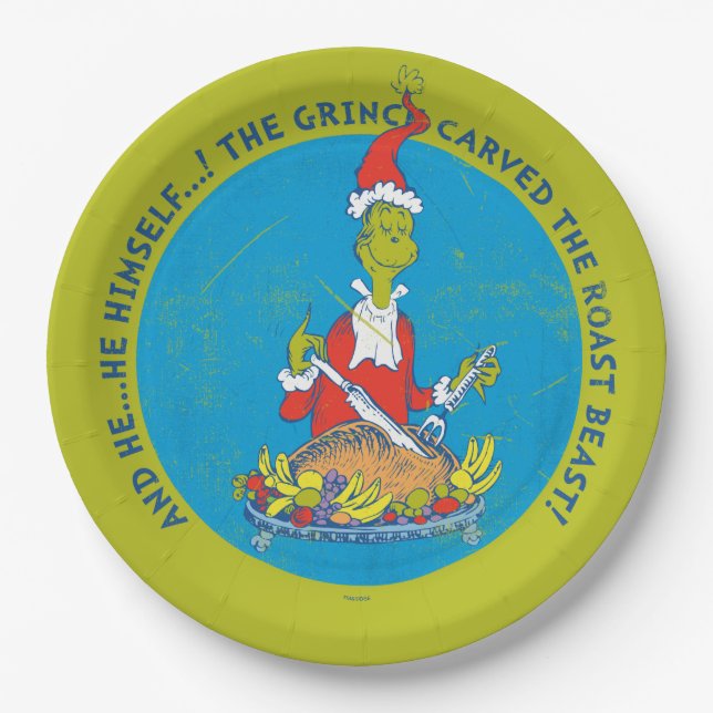 Prato De Papel Dr. Seuss | O Grinch | Réveillon do Natal (Frente)