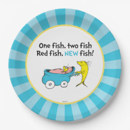 Prato De Papel Dr. Seuss | Um Peixe - Chá de Bebê de Menino