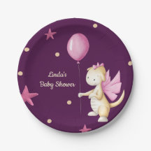 Dragão com Chá de fraldas de Garota Rosa Escuro Ba