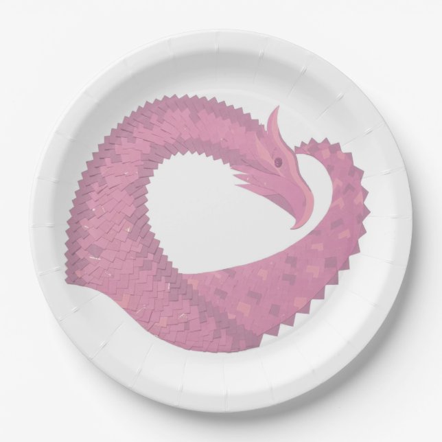 Prato De Papel Dragão cor-de-rosa em branco (Frente)