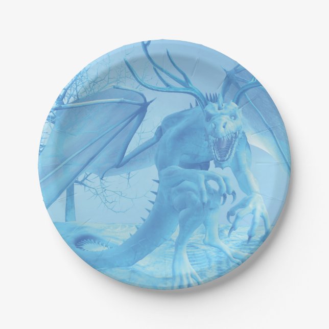Prato De Papel Dragão de gelo com chifres (Frente)