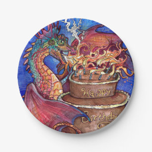 Prato De Papel Dragão do Bolo de Aniversário