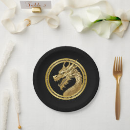 Prato De Papel Dragão Dourado