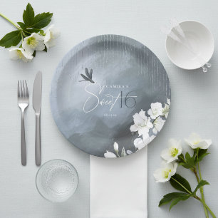 Prato De Papel Dragão Libélula Caprichoso Floral Doce 16 Azul ID1