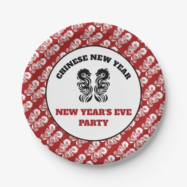 Prato De Papel Dragão Oriental de Ano Novo Chinês (Frente)