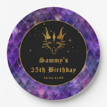 Dragão Roxo Escala Dourada Faux Glitter Aniversári