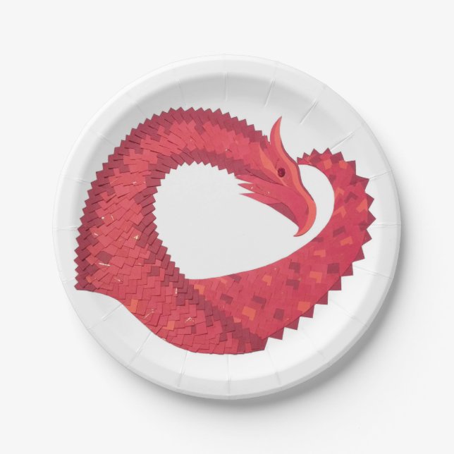 Prato De Papel Dragão vermelho em branco (Frente)