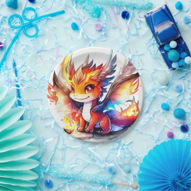 Prato De Papel Dragon Birthday (Festa)