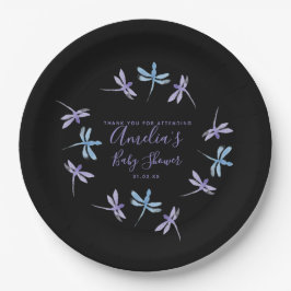 Prato De Papel Dragonflies Mão Chá de fraldas Pintada Preto