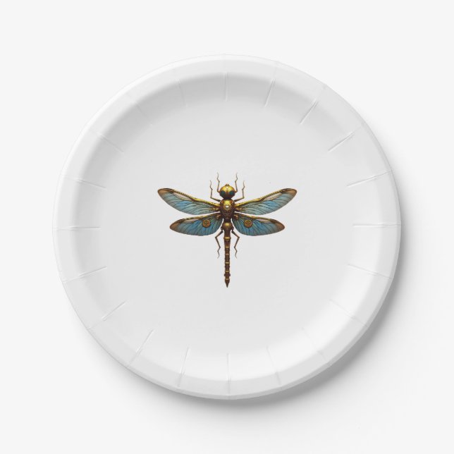 Prato De Papel Dragonfly Steam Punk Insect Art Engineer Steampunk (Frente)