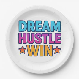 Prato De Papel DREAM HUSTLE WIN Motivation Paper Placa