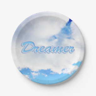 Prato De Papel Dreamer Puffy White Clouds and Blue Sky