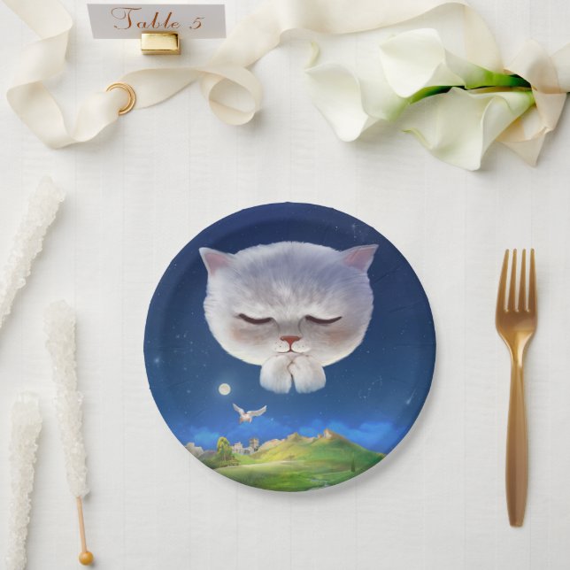 Prato De Papel Dreamnight Sky com Cat (Casamento)