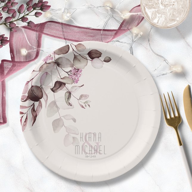 Prato De Papel Dreamy Foliage Wedding V2 Burgundy ID817 (Criador carregado)