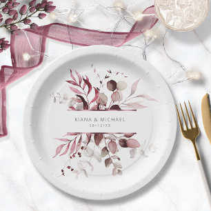 Prato De Papel Dreamy Foliage Wedding V3 Burgundy ID817