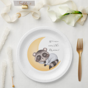 Prato De Papel Dreamy sobre o Chá de fraldas Moon Raccoon Boy
