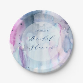 Prato De Papel Dreamy Spring Watercolor Bridal Shower Paper Plate